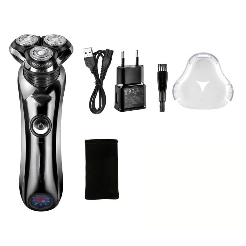 JQUAL Electric Razor for Men, Men's Electric Shaver Waterproof 3D Rotary Shaver Fast Rechargeable With Intelligent Cleaning System Facial Shaver