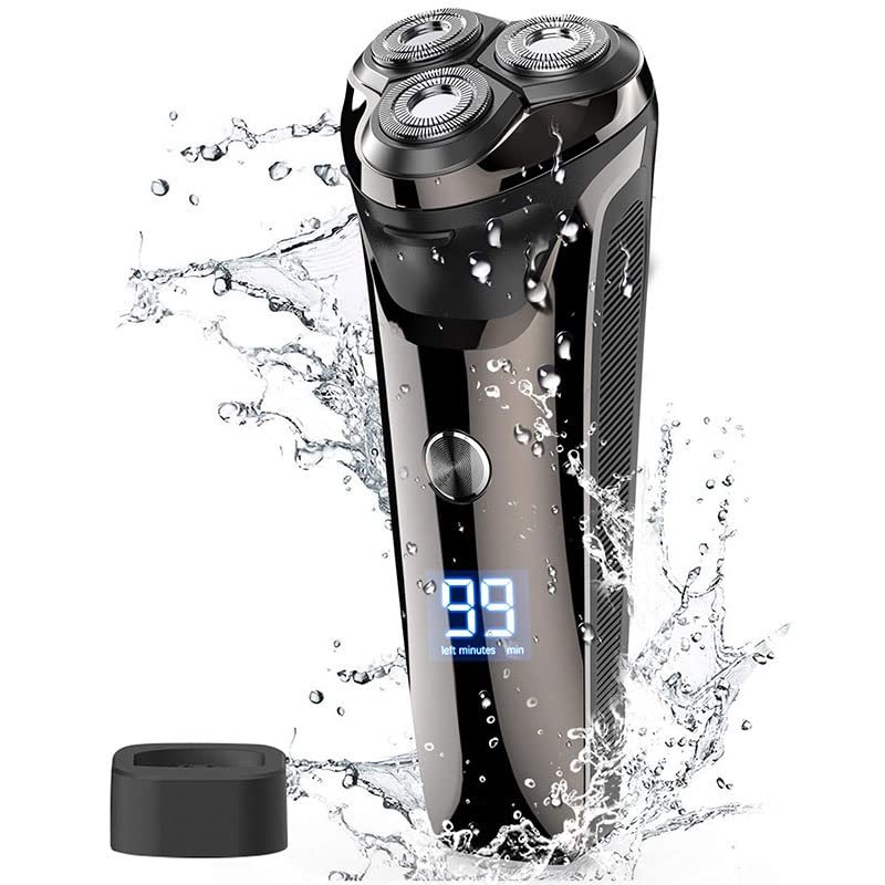 JQUAL Electric Razor for Men, Waterproof face grooming electric shaver men powerful rotary male wet dry face electric razor men rechargeable beard shaving
