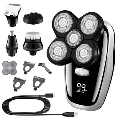 JQUAL Electric Razor for Men, 5 In 1 Grooming Kits Electric Shaver Facial Body Electric Razor For Men Beard Wet Dry Rotary Shaving Machine Bald Rechargeable Set