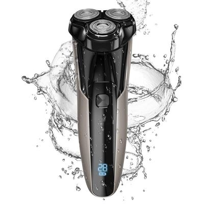 JQUAL Electric Razor for Men, Electric Razor For Men Rechargeable Rotary Shaver With Pop-up Trimmer And Travel Case Wet & Dry Dual Use Beard Trimmer (Color : Black Set 1)