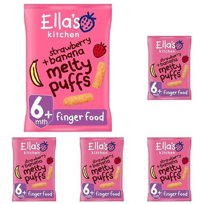 Ella's Kitchen Organic Strawberries and Bananas Puffs, 20g (Pack of 5)