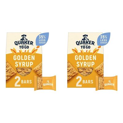 Quaker Porridge To Go Breakfast Bar Golden Syrup 2 x 55 g (Case of 6) (Pack of 2)