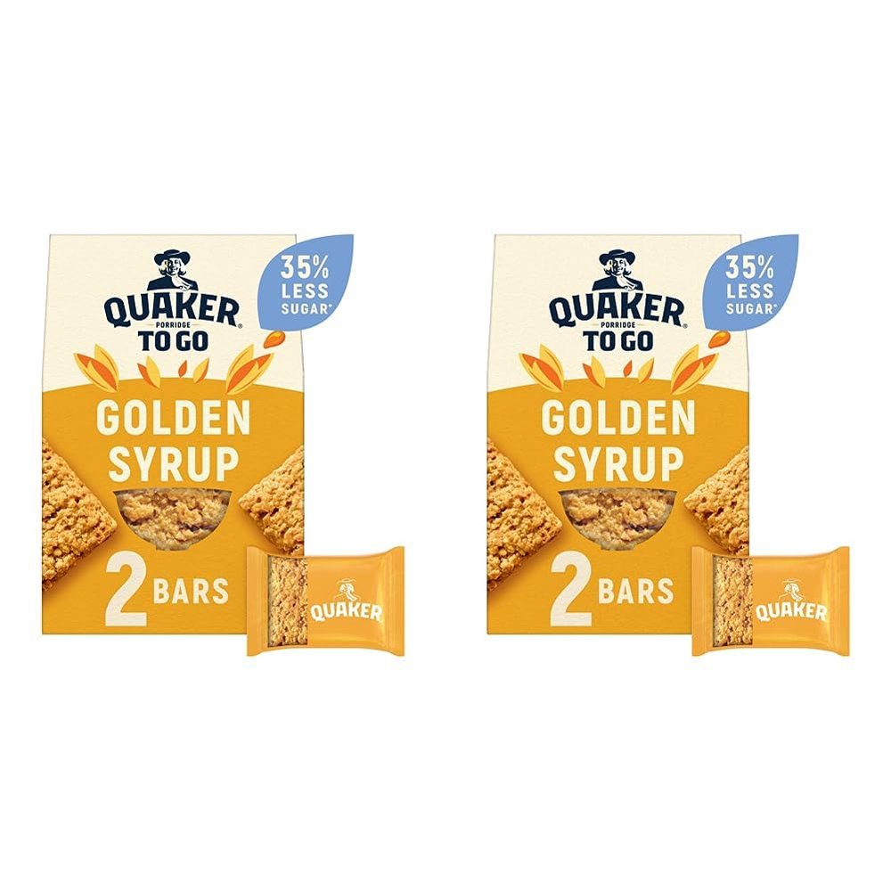 Quaker Porridge To Go Breakfast Bar Golden Syrup 2 x 55 g (Case of 6) (Pack of 2)