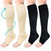 ACWOO Compression Socks for Women & Men, 2 Pairs Open Toe Graduated Stockings Support, Non-Slip Flight Socks Running Socks for Sports, Flying, Maternity Pregnancy, Nurses, Travel, Running view 1