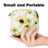 Sanitary Napkin Storage Bag, Floral Sunflower Pattern Menstrual Cup Pouch, Portable Sanitary Napkin Pads Storage Bags Feminine Menstruation First Period Bag for Teen Girls Women Ladies view 2