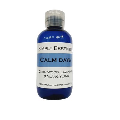 Simply Essential Calm Days Shaving oil 100ml with Cedarwood, Lavender & Ylang ylang in a blue bottle