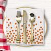 White and Rose Gold Napkins, CEILIWEN 50 Pieces Foil Dots Party Napkins Serviettes, Birthday decor, 33x33cm (White Gold), 33X33CM/13x13INCH view 4