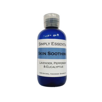Simply Essential Skin Soothing Shaving oil 100ml with Lavender, Peppermint & Eucalyptus In a Blue Bottle