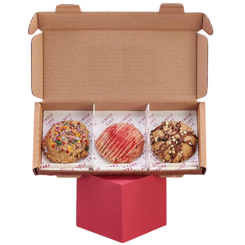 Simply Cake Co. - Cookie Selection - 3 All-Butter Cookies - Gluten Free - Chunky & Gooey - Classic Fillings - Delicious Variety - Luxury Treats - Made with Premium Ingredients
