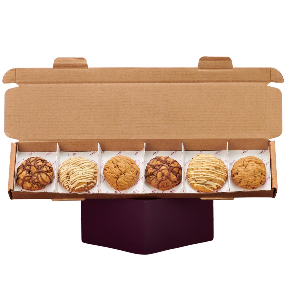 Simply Cake Co. - Stuffed Cookie Selection - 6 All-Butter Cookies - Hazelnut & Caramel Fillings - Chunky & Gooey - Delicious Variety - Luxury Treats - Made with Premium Ingredients