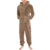 Gefomuofe Men's Jumpsuit Onesie Lounge Sleepwear Piece Sleepsuit Cosplay Fleece Jumpsuit Pyjamas Onesie Onesie Pyjamas Adult Unisex Animal Cosplay, khaki, XL view 1