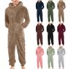Gefomuofe Men's Jumpsuit Onesie Lounge Sleepwear Piece Sleepsuit Cosplay Fleece Jumpsuit Pyjamas Onesie Onesie Pyjamas Adult Unisex Animal Cosplay, khaki, XL view 2