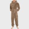 Gefomuofe Men's Jumpsuit Onesie Lounge Sleepwear Piece Sleepsuit Cosplay Fleece Jumpsuit Pyjamas Onesie Onesie Pyjamas Adult Unisex Animal Cosplay, khaki, XL view 4