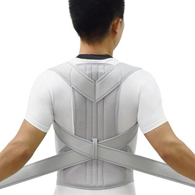 GHAKKE Plus Size Adjustable Posture Corrector Scoliosis Back Brace Spine Support Corset Shoulder Neck Clavicle Support Alloy Bar Posture Trainer Full Back Support Belt For Men And Women(Grey,XL)