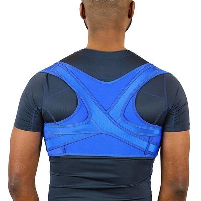 GHAKKE Breathable Upper Back Brace Posture Corrector For Men And Women Adjustable Clavicle Support Shapewear Corsets For Neck Shoulder Pain Relief Hunchback Correction (Color : Blue, Size : L)