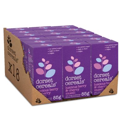 Dorset Cereals Berries & Cherries Muesli Catering/ BnB/ Hotel Pack| 2x Servings |Cereal | High in Fibre |Vegetarian | 18 PACKS of 85g