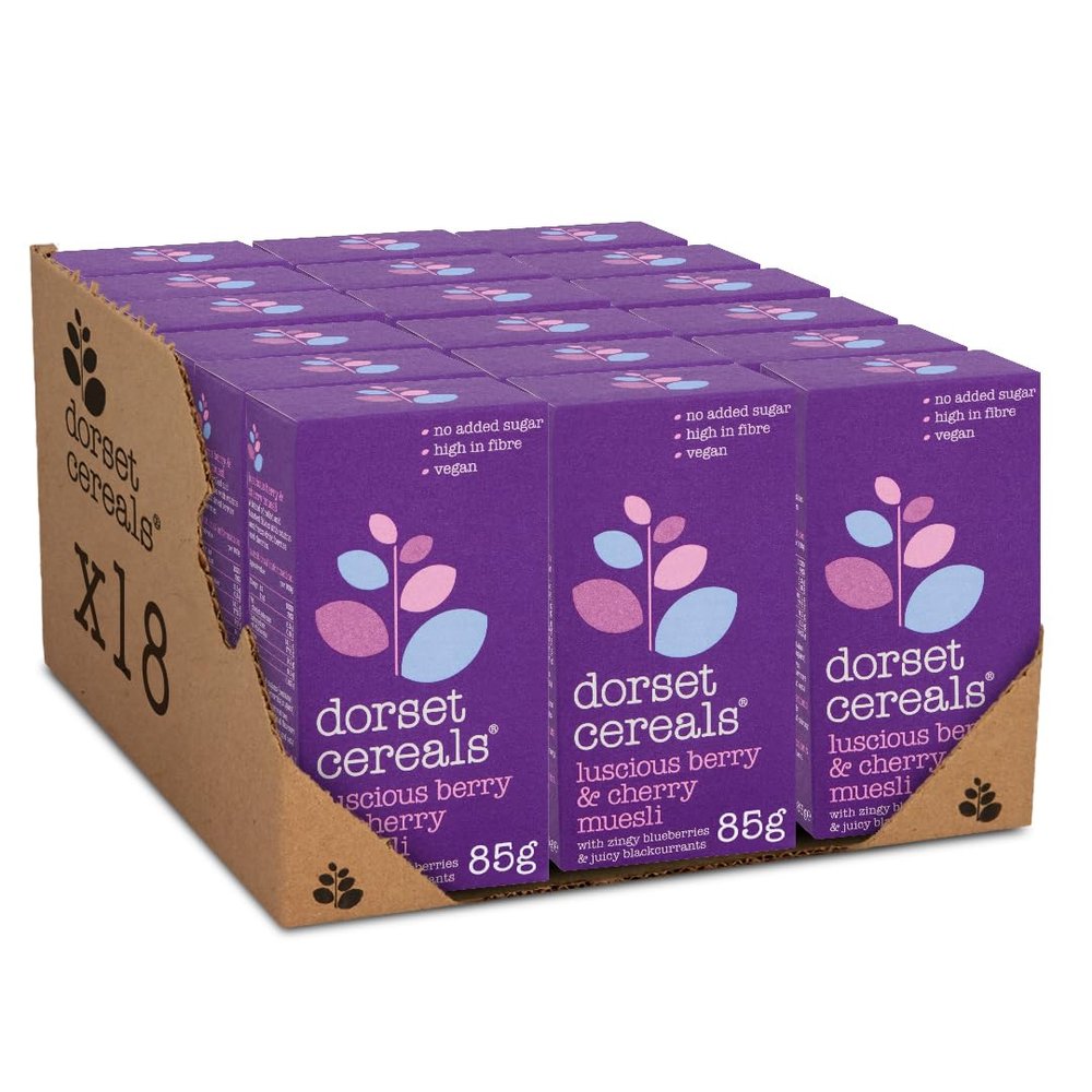 Dorset Cereals Berries & Cherries Muesli Catering/ BnB/ Hotel Pack| 2x Servings |Cereal | High in Fibre |Vegetarian | 18 PACKS of 85g