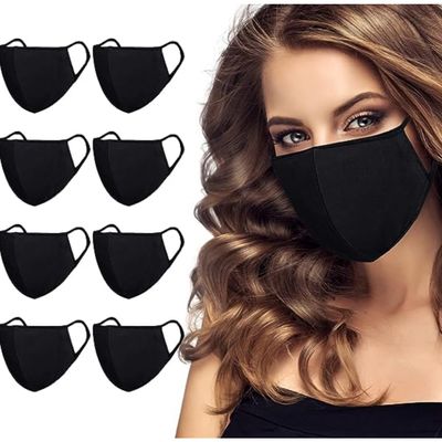 8 PCS Black Organic Cotton Face Masks Reusable Face Mask Washable Face Mask Face Covering Comfy Breathable Fashion Face Protections Man and Woman