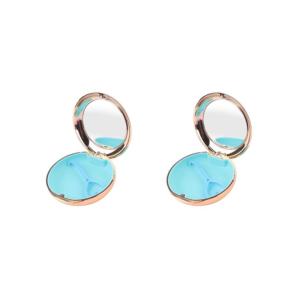 2 Set of Travel Retainer Case with Mirror Mouth Guard Case Protection with Vent Holes Champagne Gold