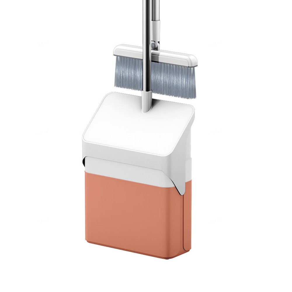 VIDECOR Mini Handy Broom Dustpan Set Standing Upright Dustpan with Long Handle & Comb Teeth for Kitchen Floor Home Indoor Outdoor Table Desktop,A