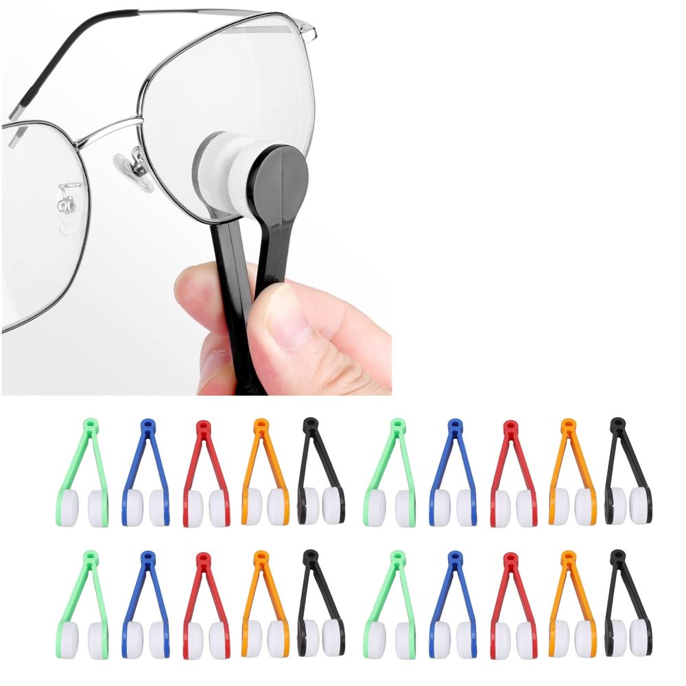 20pcs Portable Microfiber Eyeglass Brush, Eyeglass Cleaner Brush, Soft Spectacle Cleaner Clip Easy to Clean Tweezer Design for Quick Glasses Cleaning