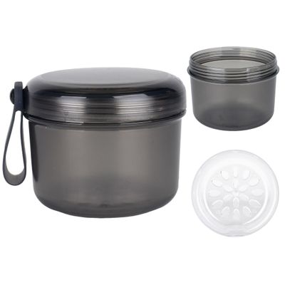 DIDATOOL Denture Bath Case, No-Leak Denture Cup, Large Capacity Denture Box, Portable Storage for All Types of Dentures Orthodontic Appliances, Perfect for Traveling and Daily Use (Transparent Gray)