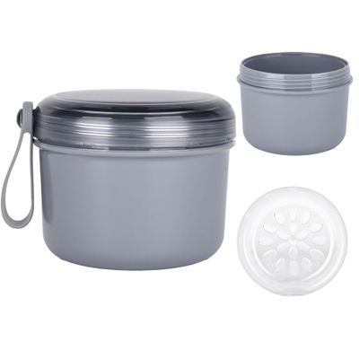 DIDATOOL Denture Bath Case, No-Leak Denture Cup, Large Capacity Denture Box, Portable Storage for All Types of Dentures Orthodontic Appliances, Perfect for Traveling and Daily Use (Grey)