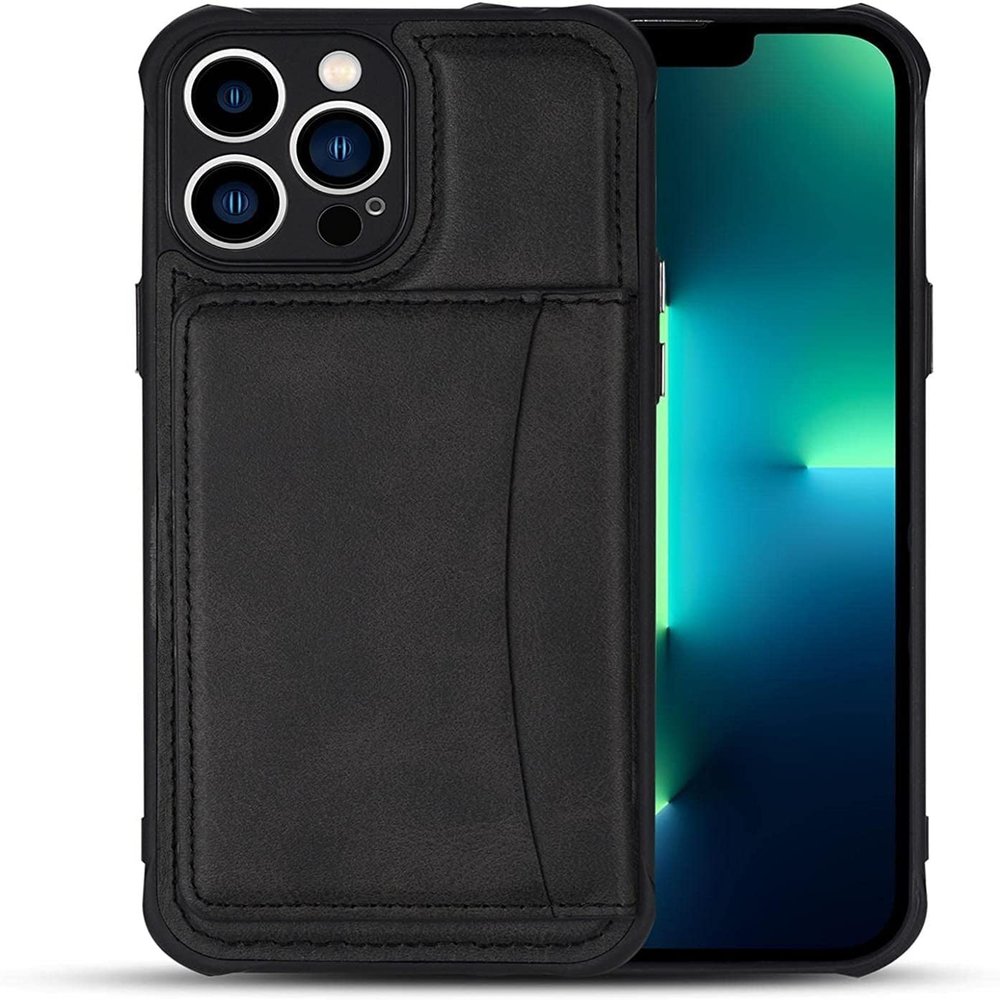 BRART Wallet Case for iPhone 13 Pro Max/13 Pro/13 with Credit Card Holder, Premium Leather Magnetic Clasp Kickstand Shockproof Back Cover (Color : Black, Size : 13 6.1")
