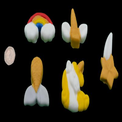 5 Piece 3D Edible Icing Extra large Unicorn Rainbow Set Sugar Cupcake/Cake Decoration Toppers