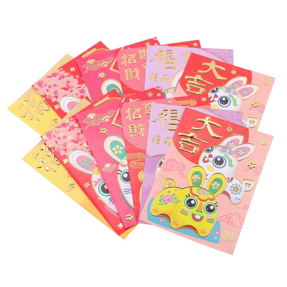 OHPHCALL 60pcs Year Red Envelope Lucky Money Bags Cartoon Rabbit Envelopes Spring Festival Packet