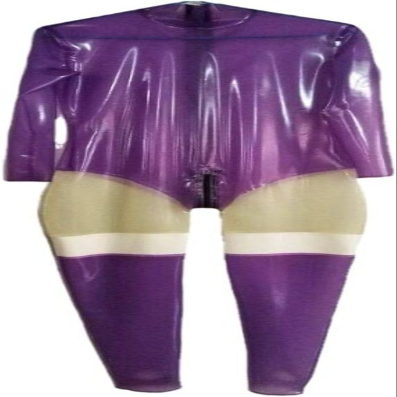 100% Latex Unisex Purple and White Transparent Catsuit,Custom Color,XL