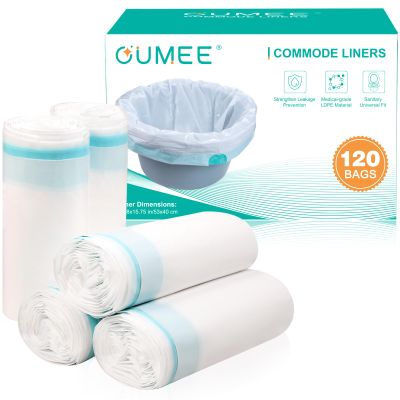 120 Portable Commode Liners for Bedside Commode, Beside Commode Liners, Portable Potty Liners for Adults, Toilet Liners Disposable Commode Bags for Commode Chair (Blue - 120 Liners)