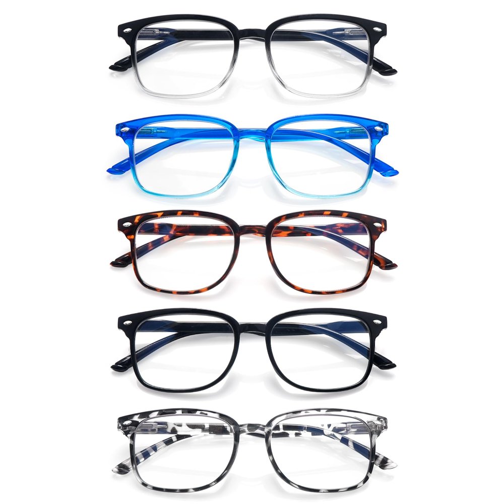 ZONLON 5 Pack Reading Glasses for Women - Anti Blue Light Blocking with Spring Hinges (5 Multicolor C3, 3.00)