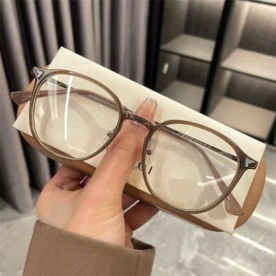 NOVESIXTDAT Retro Oval Blue Light Blocking Large Eyewear Computer Readers Vintage Reading Glasses Anti Glare Flat Light Mirror (Color : Tea, Size : +200)