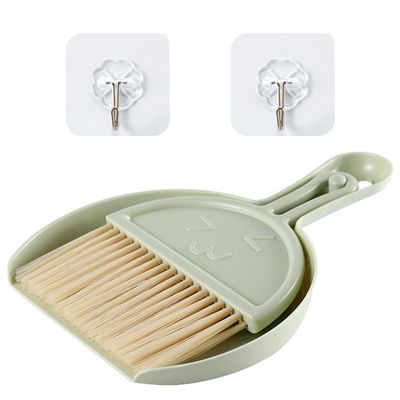 1 Mini Dustpan and Brush Set with 2 Hooks, Portable Tabletop Brush Set, Small Broom and Dustpan Cleaning Set, Table Debris Cleaner, Suitable for Cleaning Tabletops