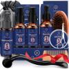 Oukzon Beard Growth Kit for Men w/Derma Roller, 2 Pack Beard Growth Serum, Upgraded 11 in 1 Beard Grooming Care Kit w/Beard Oil, Shampoo, Balm, Brush, Comb, Scissor, Christmas Gifts for Men, Him, Dad view 1