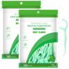 200 Pcs Dental Floss, Floss Sticks Dental 2 in 1 Toothpicks Sticks Disposable Portable Interdental Cleaning Tool for Teeth Cleaning, Green, 7.5CM view 1