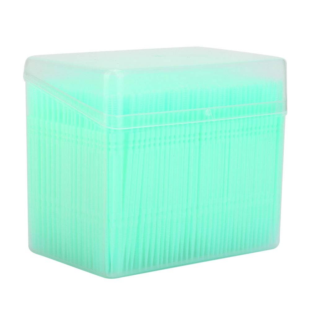 BORDSTRACT Plastic Toothpick, Double Head Dental Floss Interdental Toothpick, 1100pcs Disposable Brush Teeth Stick, Dental Oral Care Cleaning(Green)