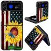 Qindaiwen Designed for Samsung Galaxy Z Flip 4 5G Hard PC Phone Case Shockproof & Drop-Resistant Fashionable Patterns for Enhanced Protection, Sunflower USA Flag view 1
