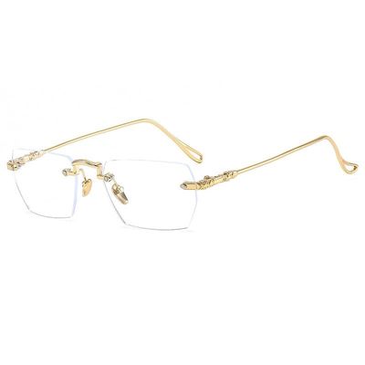 NOVESIXTDAT Anti Eyestrain Presbyopic Glasses Computer Readers Blue Light Blocking Reading Glasses Rimless Flat Light Mirror (Color : Golden, Size : +250)