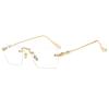NOVESIXTDAT Anti Eyestrain Presbyopic Glasses Computer Readers Blue Light Blocking Reading Glasses Rimless Flat Light Mirror (Color : Golden, Size : +250) view 1