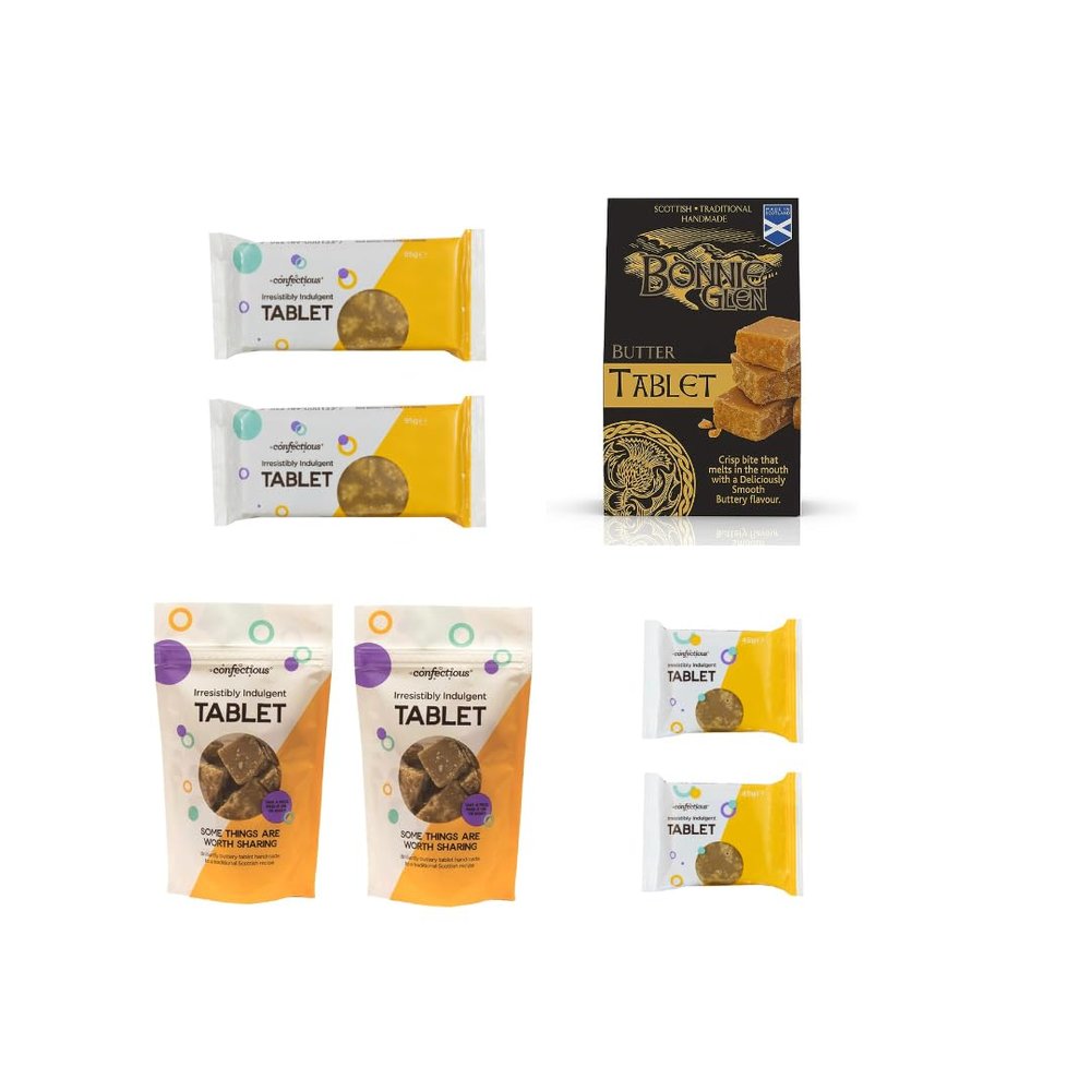 Scottish Gifts: Handmade Traditional Scottish Tablet Gift Set - Bonnie Glen & Confectious - Artisanal Scottish Favourite Creamy Selection Box for Christmas