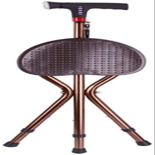 Folding Crutch Stool Crutches Walking Stick Three Leg Folding Crutch Chair Smart Lighting Alarm Old Man Cane Stool Three Leg Folding Crutch Bench Walker for Elderly Travel Assist