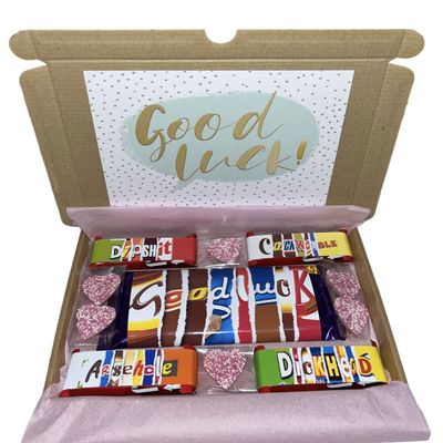 Personalised Good Luck rude Chocolate Gift Box - sense of humour