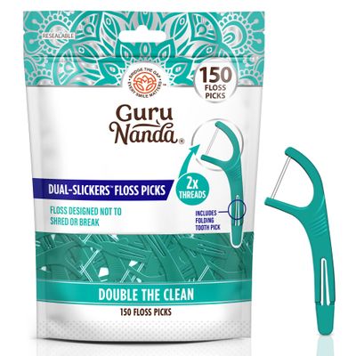 Dual-Slickers Floss Picks, 150 Floss Picks, GuruNanda