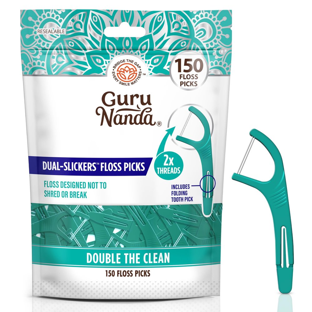 Dual-Slickers Floss Picks, 150 Floss Picks, GuruNanda