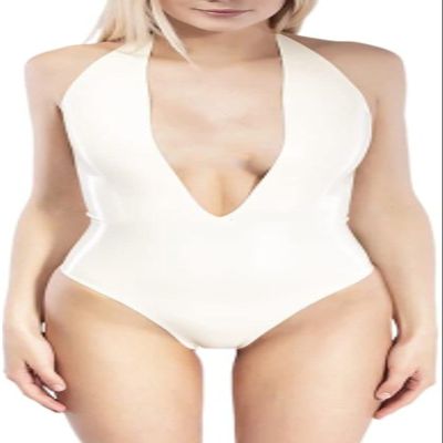 Latex Catsuit Swimsuit No Zip Summer Rubber Body Suit Bodysuit,Gray,L