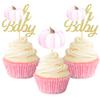Pumpkin Oh Baby Cupcake Toppers, Fall Pumpkin Cupcake Picks Pumpkin Themed Baby Shower Birthday Thanksgiving Halloween Party Cake Decorations Supplies - Set of 24 (baby pink) view 1