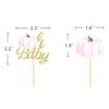 Pumpkin Oh Baby Cupcake Toppers, Fall Pumpkin Cupcake Picks Pumpkin Themed Baby Shower Birthday Thanksgiving Halloween Party Cake Decorations Supplies - Set of 24 (baby pink) view 2