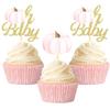 Little Pumpkin Cupcake Toppers, Thanksgiving Birthday Baby Shower Fall Theme Party Decorations Gender Reveal Supplies - Set of 24 (baby peach) view 1